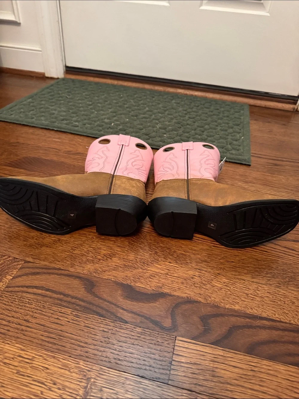 Kids Western Pull-On Boots in Pink and Brown